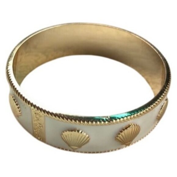 Lilly Pulitzer 2 pc Gold plated & enamel seashell bracelet & elephant key ring - Picture 2 of 9